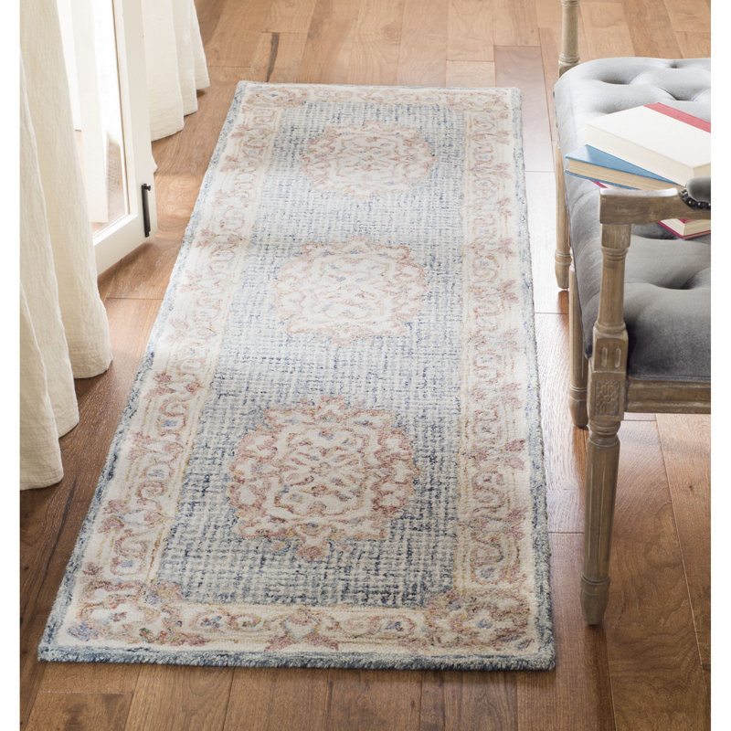 Tapis oriental en laine touffeté à la main Rizal, Tapis de couloir 2 pi 3 po x 8 pi