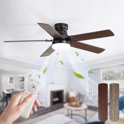 Derick 5-Blade Modern Ceiling Fan with LED Light and Remote Control