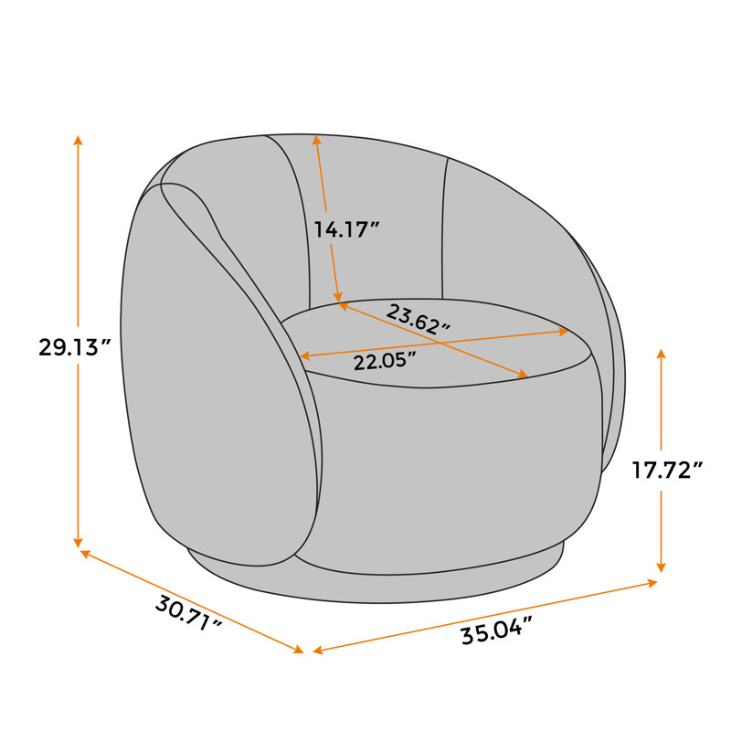 Pivotant large de 35,04 po Kanoi CAL117, Polyester blanc bouclé
