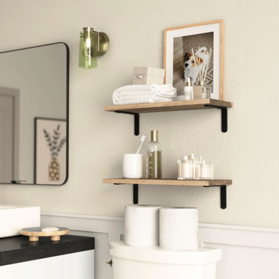 Rustic Book Storage Shelves Of 2 - 40Lb Weight Capacity Wall Bathroom Organizer Style With Limit