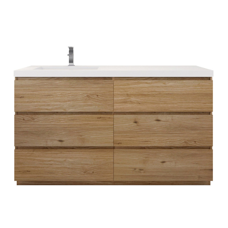 Ensemble de meuble-lavabo simple 60 po Hardy, Chêne naturel
