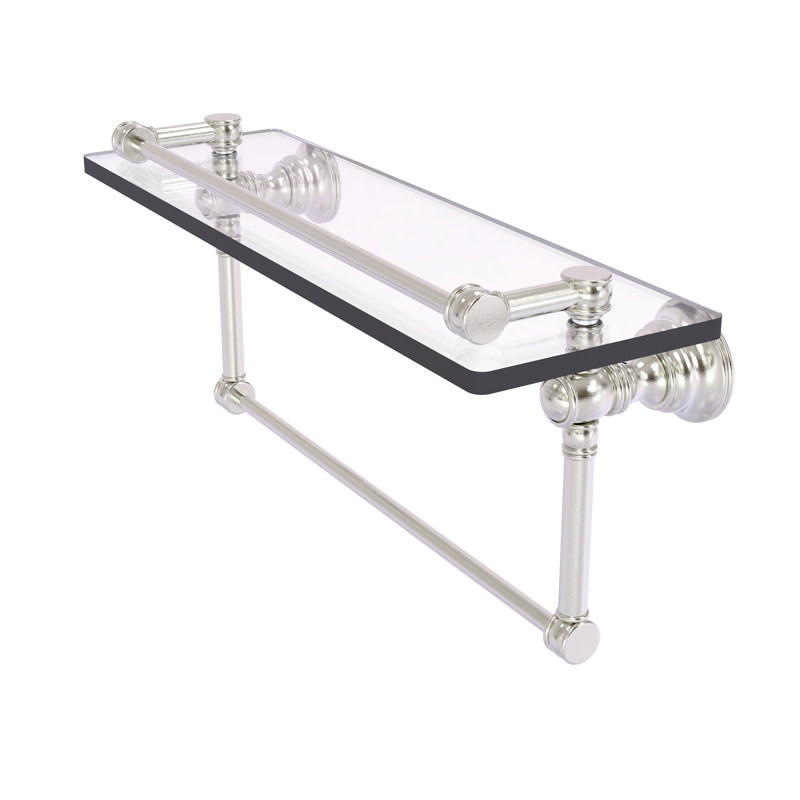 Étagère murale en verre Freyja Gallery, H 5,54 po x l 16 po x P 7,4 po, Nickel satiné