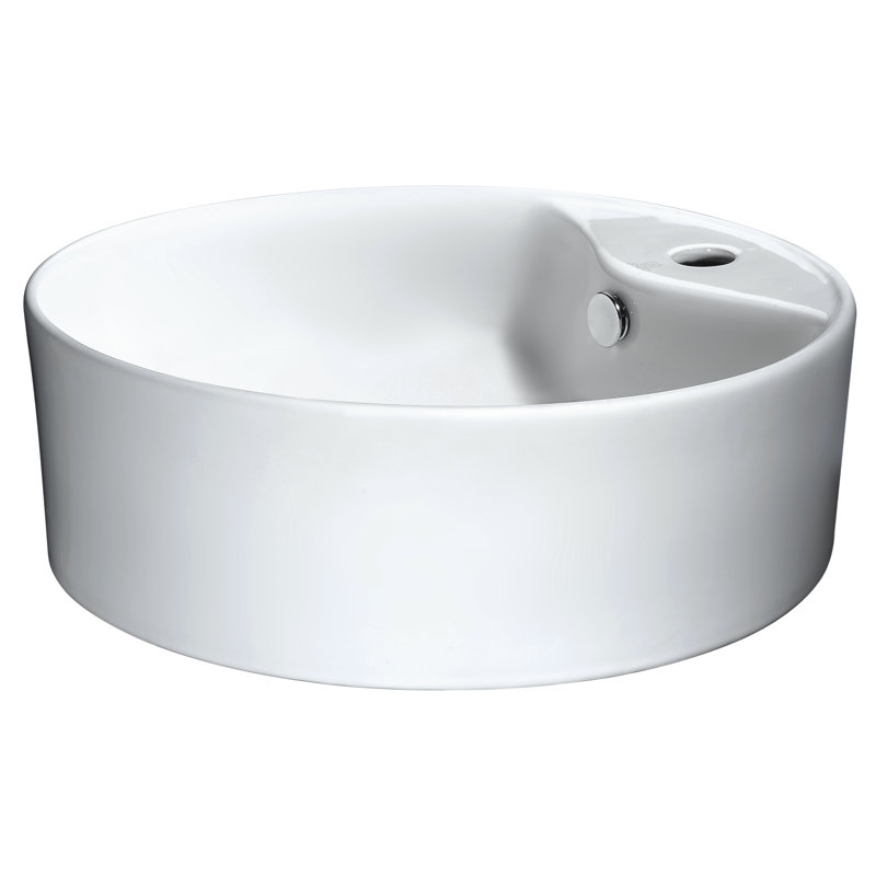 ANZZI Vitruvius Series 18.5'' White Vitreous China Circular Bathroom Sink with Overflow