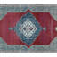 Tapis bleu et rouge noué à la main de haute qualité