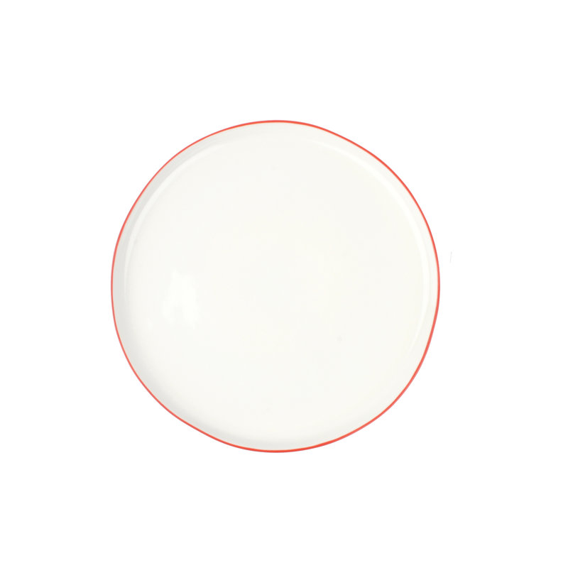 Abbesses Dinner Plate, White/Red