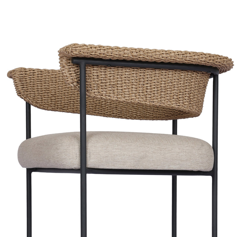 Carrie Outdoor Bar Stool, Beige, 30", Brown