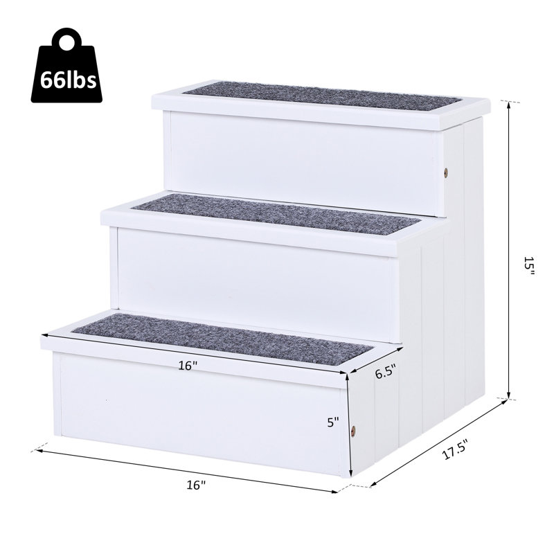 Sharkey Stairs With 3 Steps, White