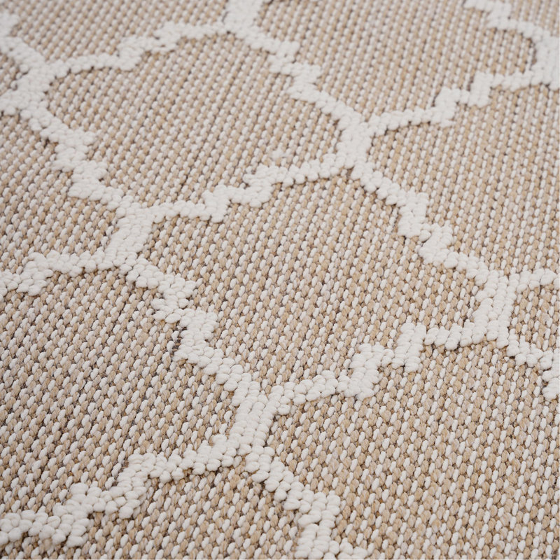 Collection Ivory /Trellis Indoor/Outdoor Area Rug, Runner 2'2" x 8'