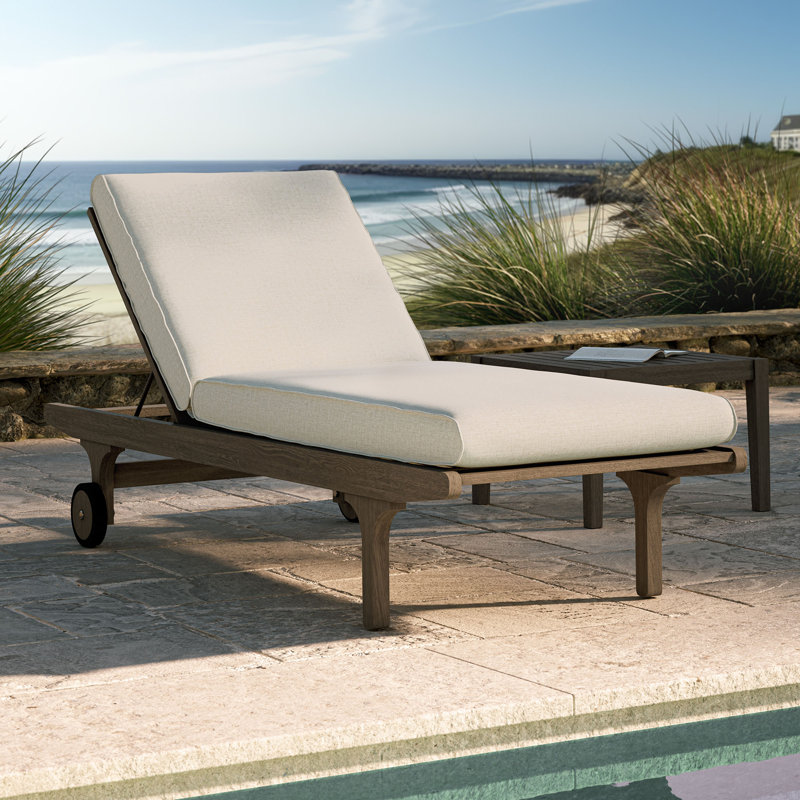Chaise longue d'extérieur en teck Saratoga, Beige