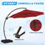 Parasol en porte-à-faux 11 pi avec inclinaison infinie, mât en aluminium, housse de protection et sac de sable Bersa-849197564-876387123