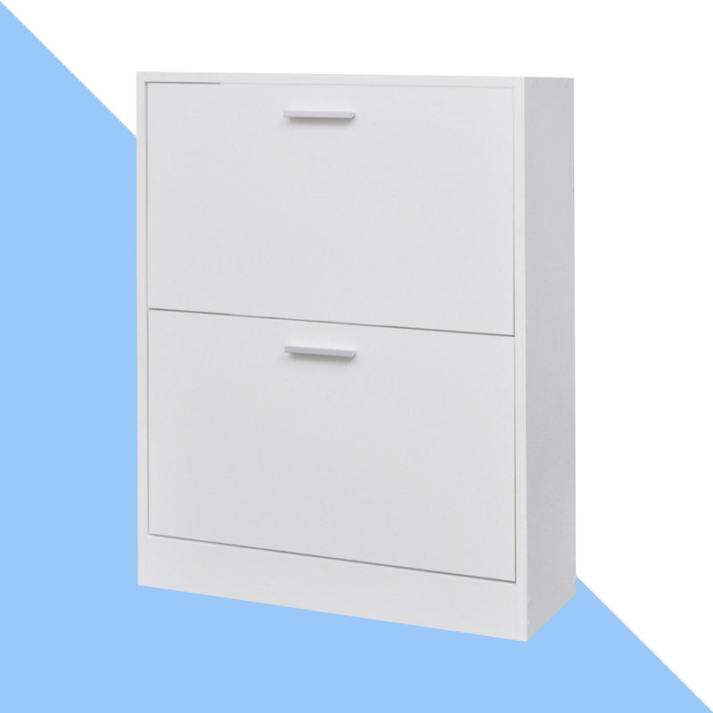 12 Pair Flip Down Shoe Storage, White