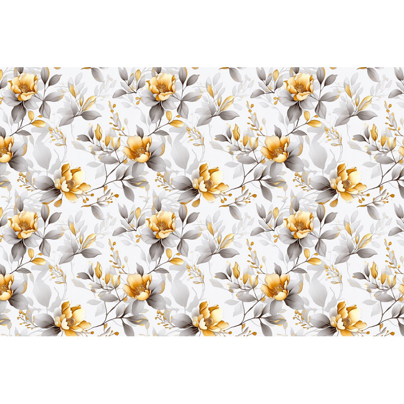 Machine Printed Comforter, Queen Comforter, Gold/Gray Floral