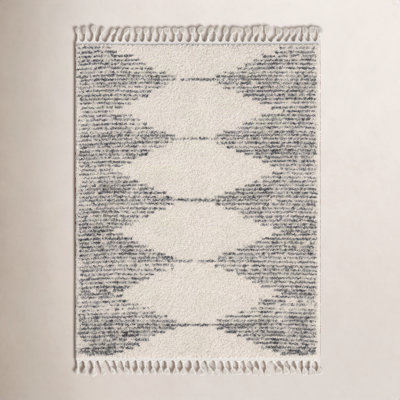 Carnahan Off White Charcoal Moroccan Shag Rug