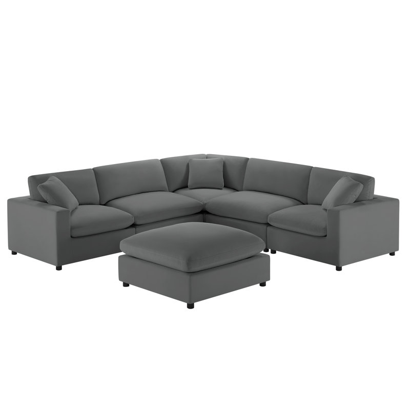 Vinessa Modular 6-Piece Sectional, Charcoal Performance Polyester