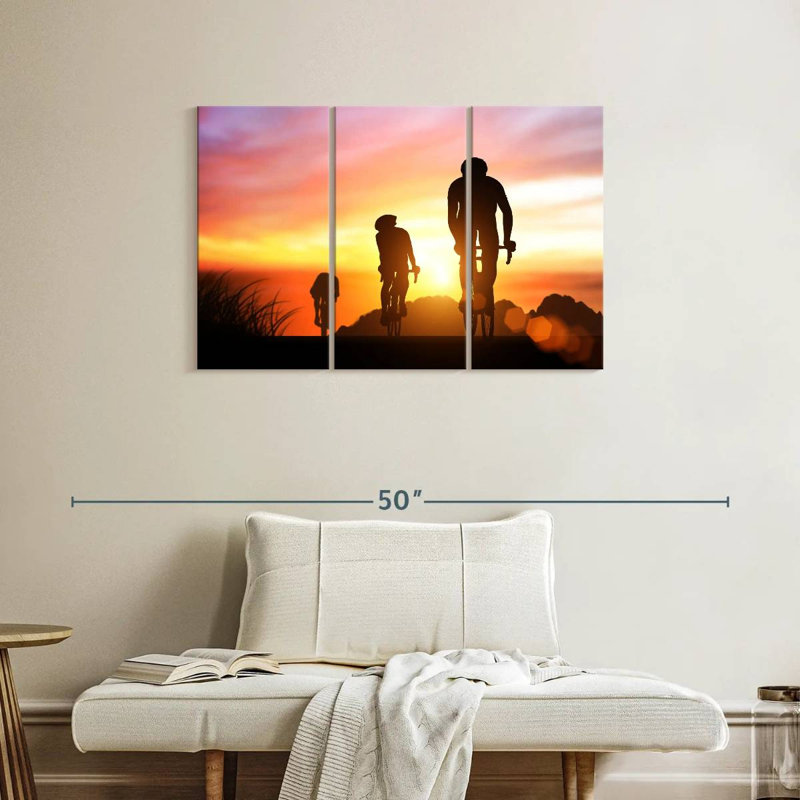 Sireci Cyclists At Sunset, 24" H x 38" W