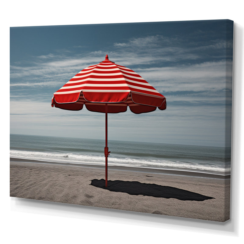 Parasol rouge Coastal Beach - imprimé, H 12 po x l 20 po x P 1 po, Toile tendue