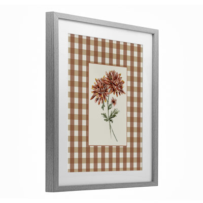 «Neutral Plaid Mums», reproduction sous verre encadrée, design par Lisa Wehmeyer