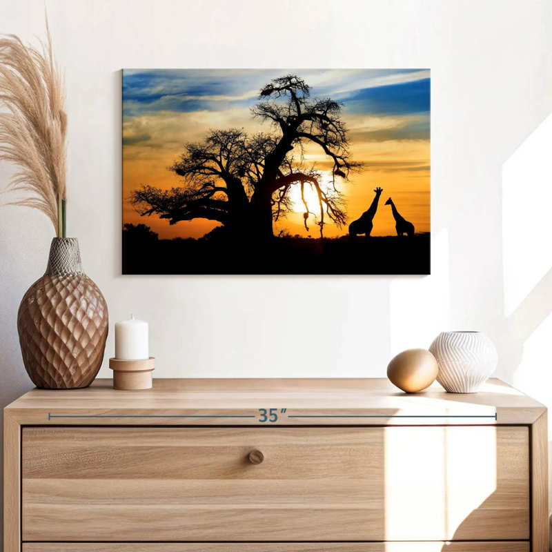 Brampt African Sunset Giraffes, 16" H x 24" W