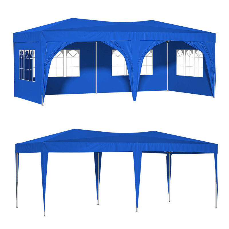 10 pi. L 20 pi. D Auvent de rangement en métal, Bleu
