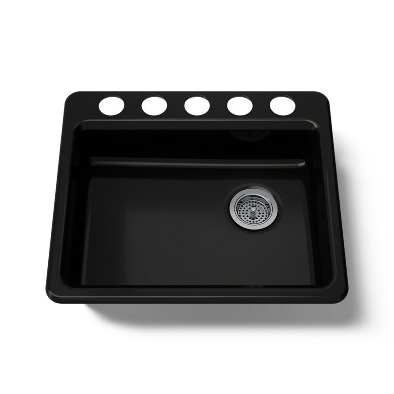 Riverby 25" L x 22" W Undermount Single Bowl Kitchen Sink, Black