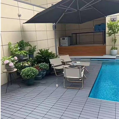 12"x12" Waterproof Deck Tiles, 10 Pcs For Patio & Garden, Gray