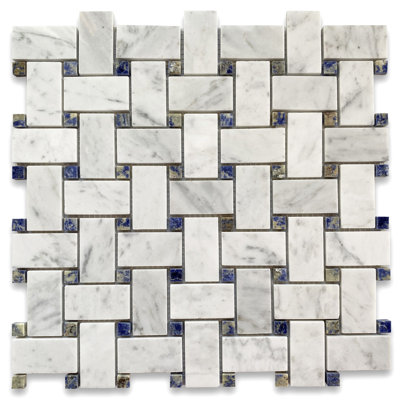 12" x 12" Marble Basketweave Mosaic Wall & Floor Tile
