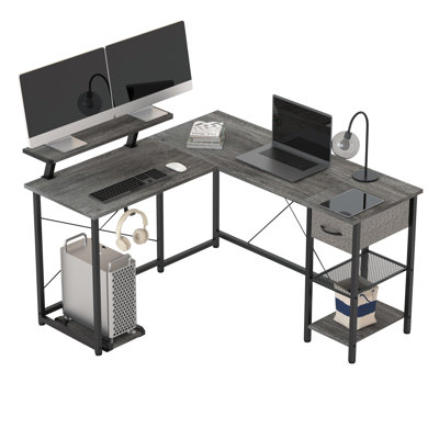 Ivanno L-Shaped Metal Base Computer Desk