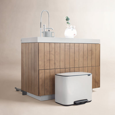 Brabantia Bo Step On Dual Compartment Recycling Trash Can 3 + 6 Gallon (9 Gallon Capacity)