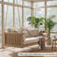 Lit de balançoire en bois d'extérieur classique, cadre en rotin de jardin avec longues cordes pour la piscine, la cour arrière-434121456