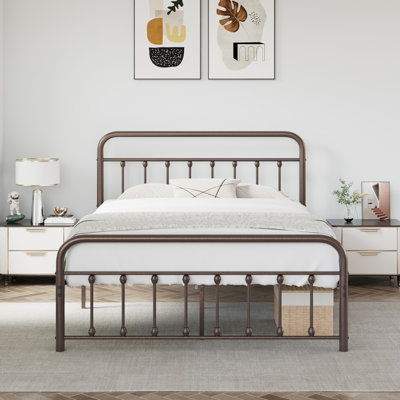 Kempst Queen Size Bed Frame with Headboard and Footboard, Classic Metal Platform Bed Frame, Mattress Foundation with Heavy Duty Metal Slats Support, No Box Spring Needed, Noise-Free