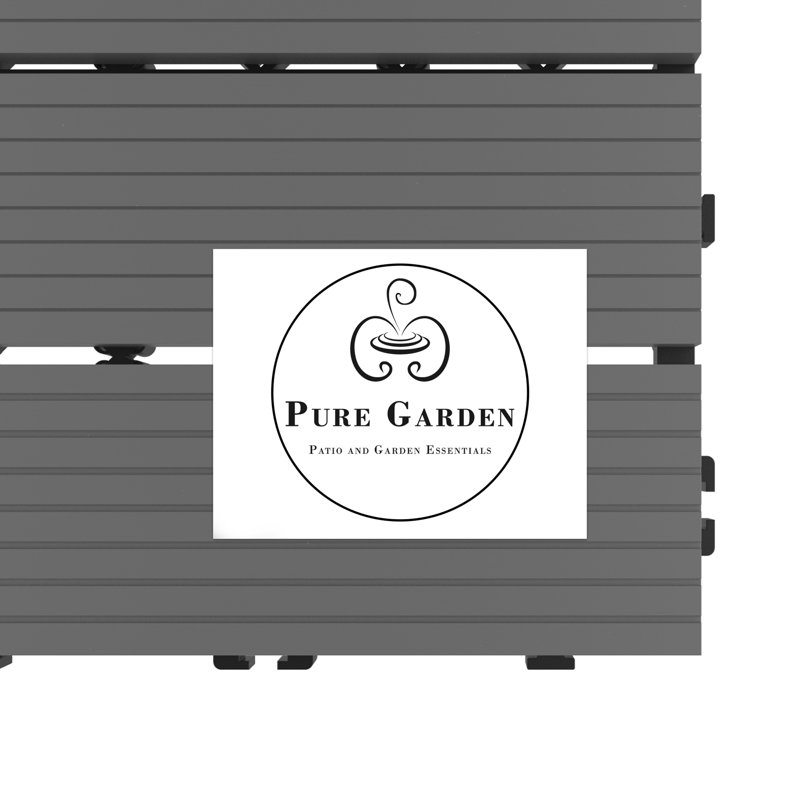 Carreau composite emboîtable de patio 12 po x 12 po, Gris foncé