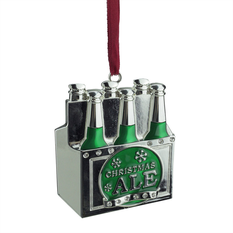 Ornement 3 "vert et argent" ALE DE NOEL "avec cristaux européens