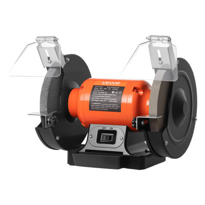 Meuleuse d'établi, meuleuse d'établi à une vitesse de 8 pouces, meuleuses de table à haute vitesse 3450 tr / min avec moteur à induction de 350 W 3.0A, meule à grain 36/60 et bouclier oculaire réglable pour un affûtage rapide