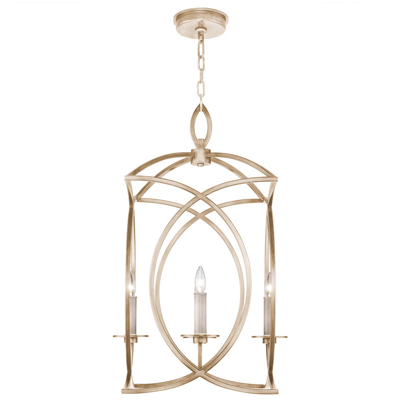 Silver Leaf 6-Light Indoor Chandelier with Candle Holders
