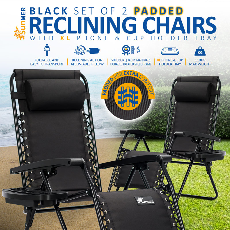 SUNMER Padded Recliner Chairs, Black