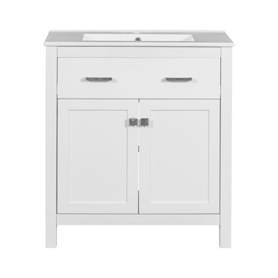 Meuble-lavabo de salle de bain avec lavabo en céramique