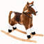 Cheval à bascule interactif en peluche avec effets sonores, rembourrage doux et structure métallique résistante pour les enfants à partir de 36 mois.-136361425