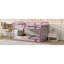 Lit mezzanine simple au-dessus d'un lit simple en bois massif et en bois d'hévéa massif avec échelle, plateforme supérieure et inférieure, avec lattes renforcées, rose-357865098-357865103