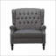Fauteuils inclinables: Fauteuil inclinable surdimensionné à oreilles avec garniture cloutée | Gris anthracite | Tissu-442293309
