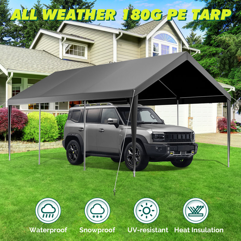 Velway 12Ft. W x 20Ft.D Heavy Duty Metal Carport with Galvanized Steel Roof, All-Weather Outdoor Canopy Shelter for Cars, Trucks, Boats & RV, Rated 100MPH Wind/35PSF Snow Resistance