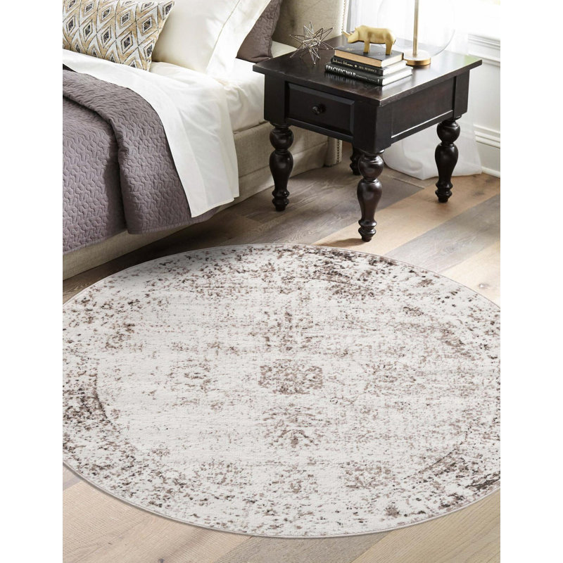 Tapis rond kaki Mangine Ikat, Rond 10 pi