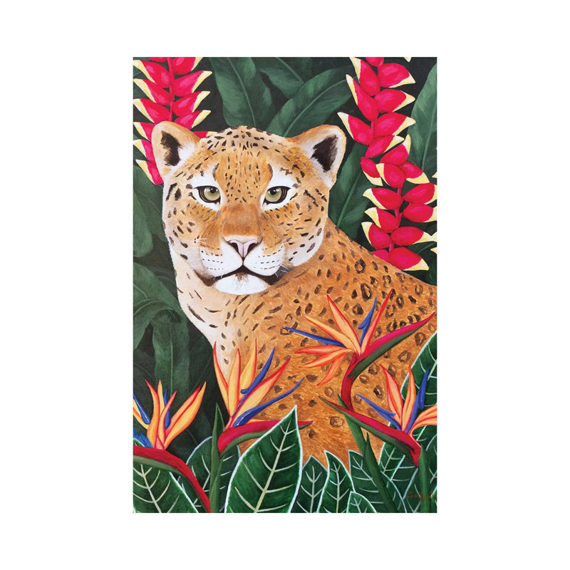Leopard In Jungle by Sally B - Gallery-Wrapped Canvas Giclée on Canvas, 20.32 cm H x 30.48 cm W, Canvas