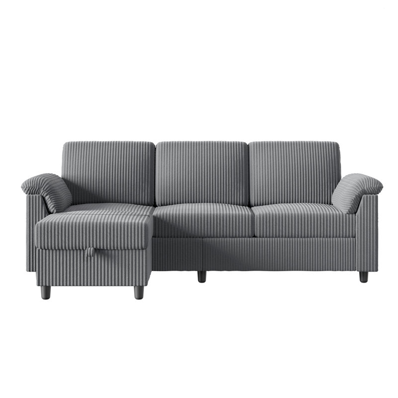 Canapé rembourré 79 po avec repose-pieds 79 po, Gris clair
