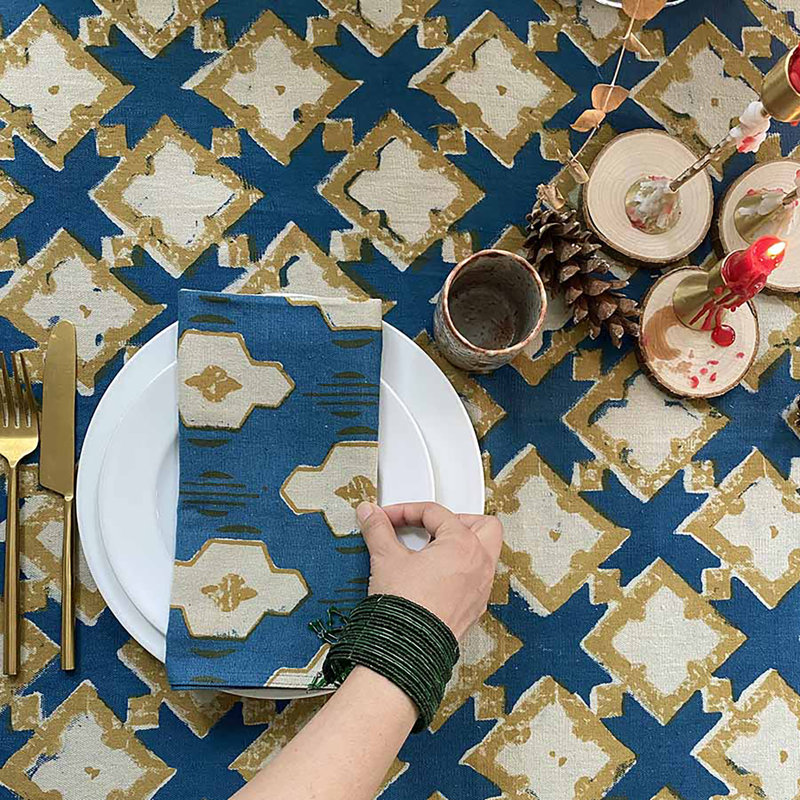 Modern Block Print Cloth Napkins