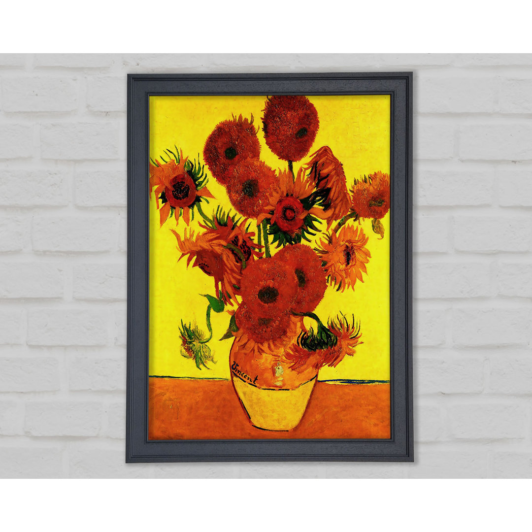 Gerahmtes Leinwandbild Van Gogh Stilleben Vase mit fünfzehn Sonnenblumen 3