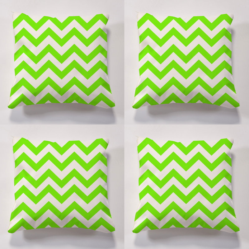 Iori Indoor / Outdoor Chevron Square Throw Cushion, Lime