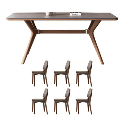 Rectangular rock slab dining table
