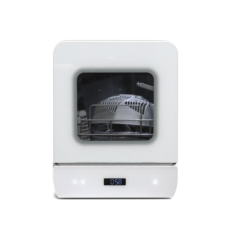 RAYS Countertop Dishwasher with Adjustable Rack White Stainless Steel