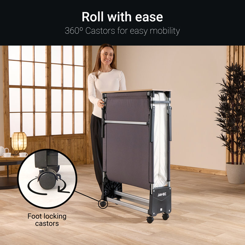 Jay-Be® RE80 Rollaway Folding Guest Bed with e-Fibre Mattress, Single