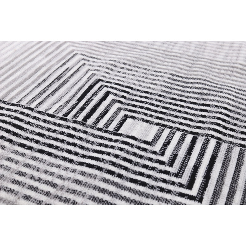 Amberella Collection Geometric Motif Black and Grey Rug, Rectangle 5'3" x 7'3"